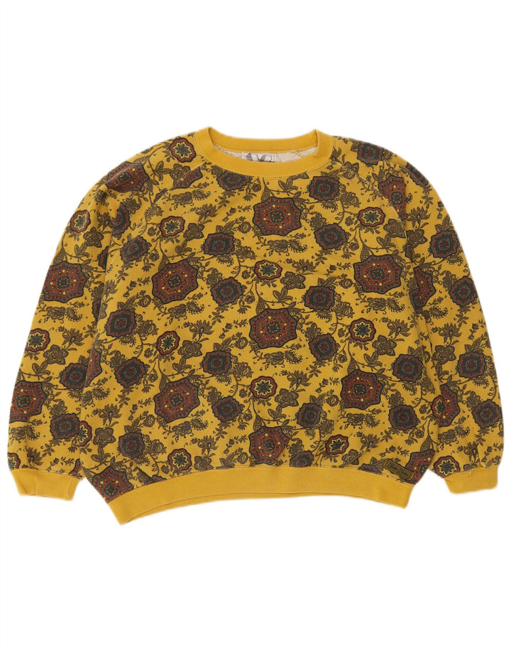 PATRIZIA DINI Dame Sweatshirt Jumper UK 14 Medium Yellow Floral