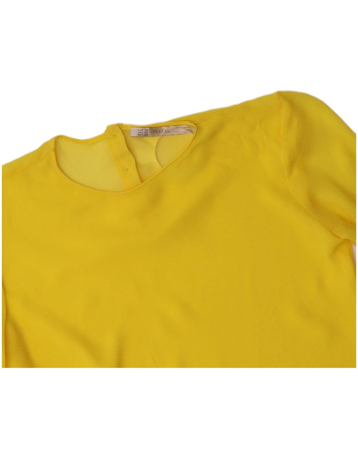 ZARA Womens 3/4 Sleeve Blouse Top UK 6 XS Yellow Polyester