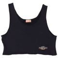 Vintage Womens Crop Vest Top UK 14 Medium Navy Blue Cotton