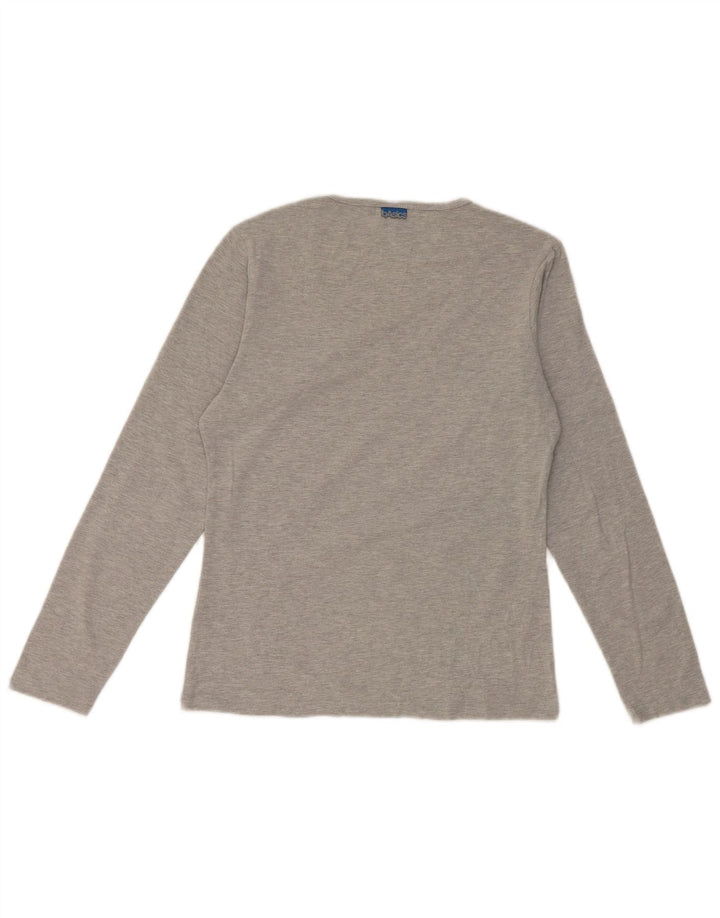 Top Asics Donna Manica Lunga UK 12 Cotone Grigio Medio