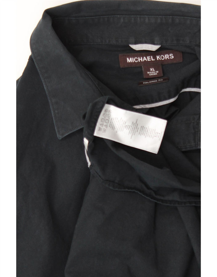 MICHAEL KORS Mens Tailored Fit Shirt XL Black Cotton Vintage Michael Kors and Second-Hand Michael Kors from Messina Hembry 