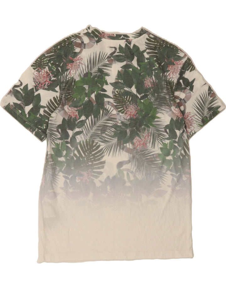 JACK & JONES Mens T-Shirt Top Small White Floral Polyester Vintage Jack & Jones and Second-Hand Jack & Jones from Messina Hembry 