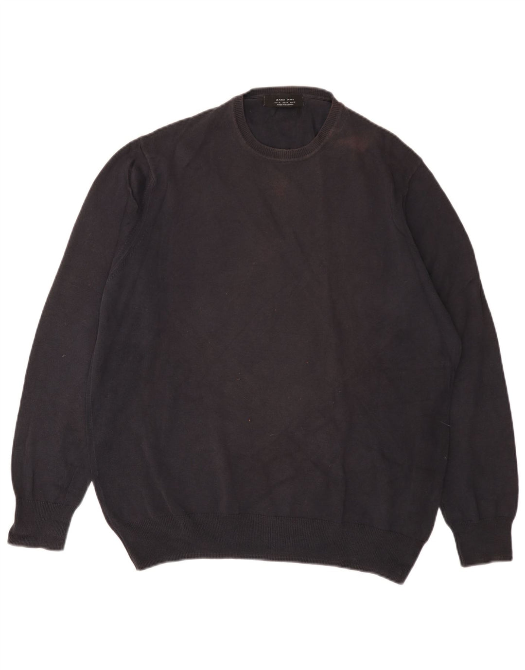 Zara Mens Crew Neck Jumper Sweater XL Black