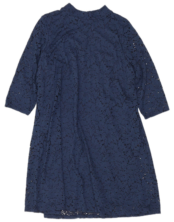 Marks & Spencer Robe trapèze à manches 3/4 pour femme UK 20 2XL Bleu marine floral