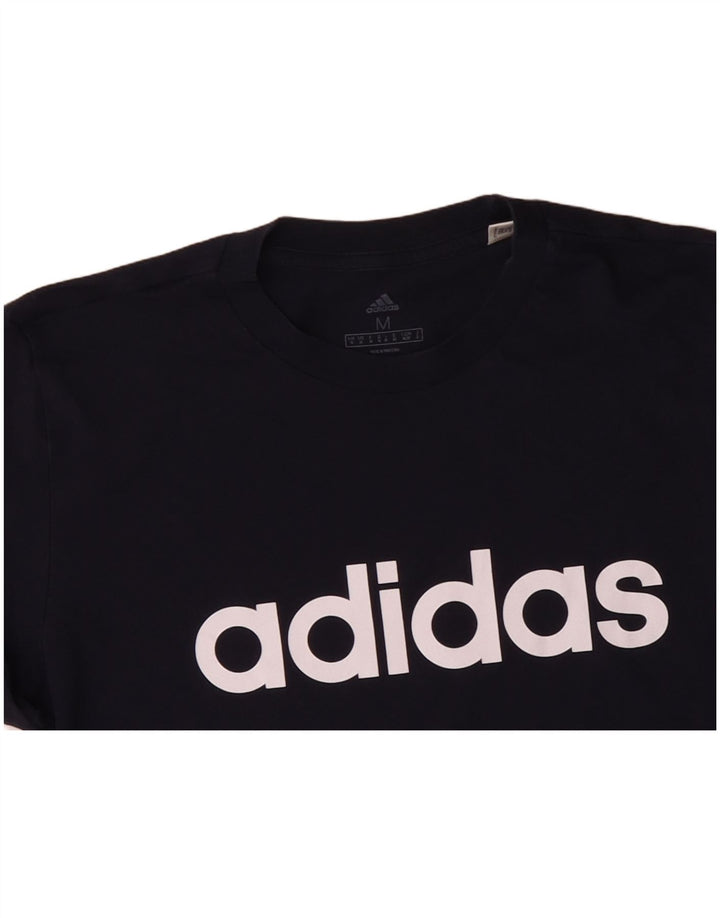 ADIDAS Mens Graphic T-Shirt Top Medium Navy Blue Cotton