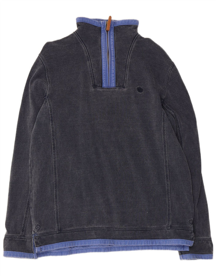 Fat Face Herre Zip Neck Sweatshirt Jumper Large Navy Blue Bomuld