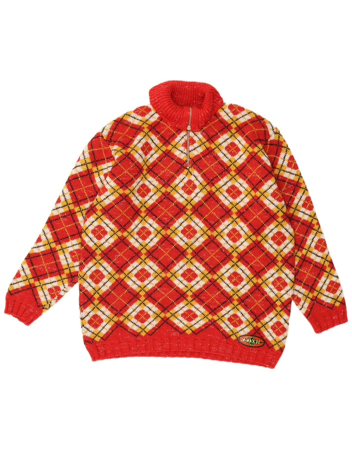 Ανδρικό πουλόβερ με φερμουάρ Foxhound XL Red Argyle/Diamond Wool