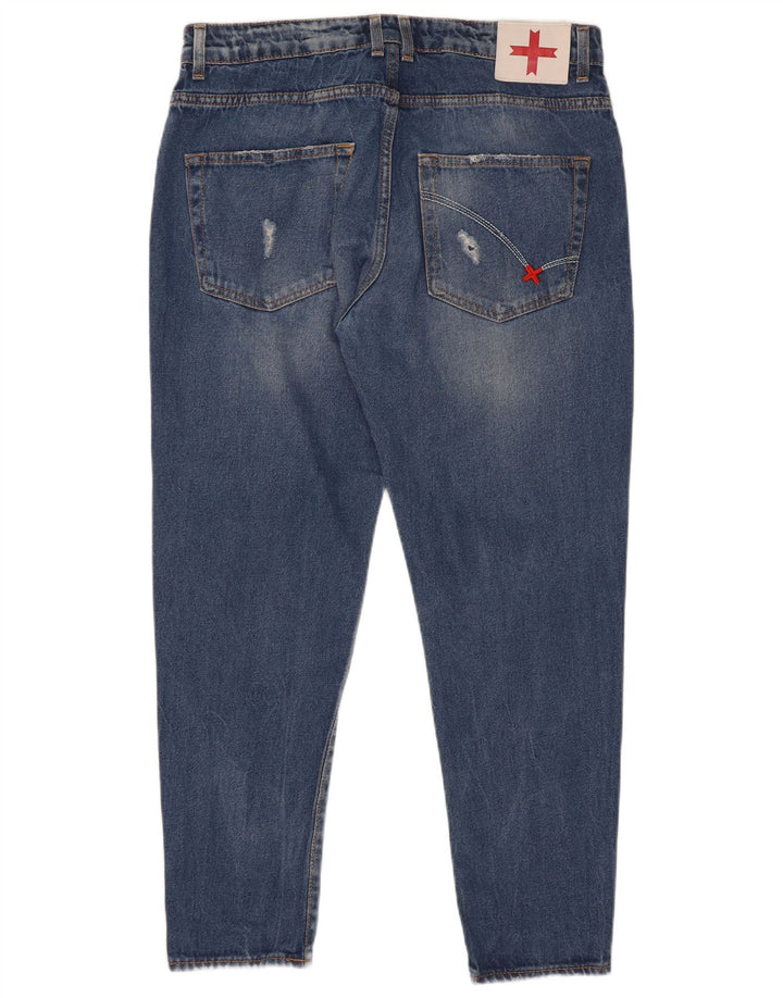 Zu Elements Herre Distressed Carrot Slim Jeans W32 L28 Blue Cotton