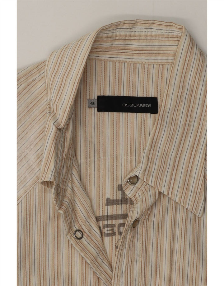 Dsquared2 Mens Graphic Short Sleeve Shirt IT 48 Small Beige Striped
