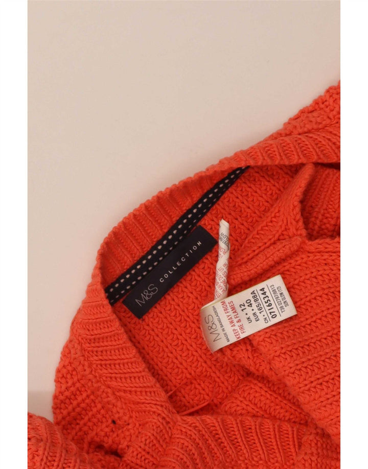 Marks & Spencer Womens Boat Neck Jumper Sweater UK 12 Medium Orange