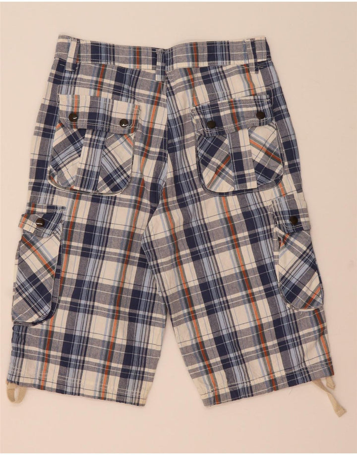 Pantaloncini cargo vintage da uomo W34 a quadri blu grandi
