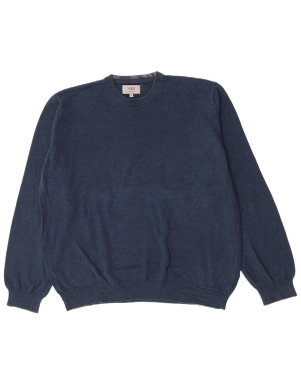 Marks & Spencer Herre sweater med rund hals XL marineblå bomuld