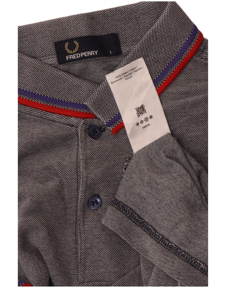 Fred Perry Polo Homme Large Gris Rayé Coton