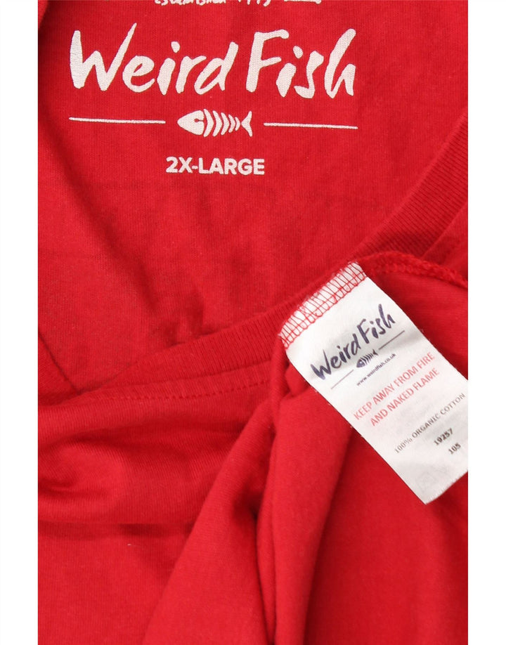 WEIRD FISH Mens Graphic T-Shirt Top 2XL Red Cotton