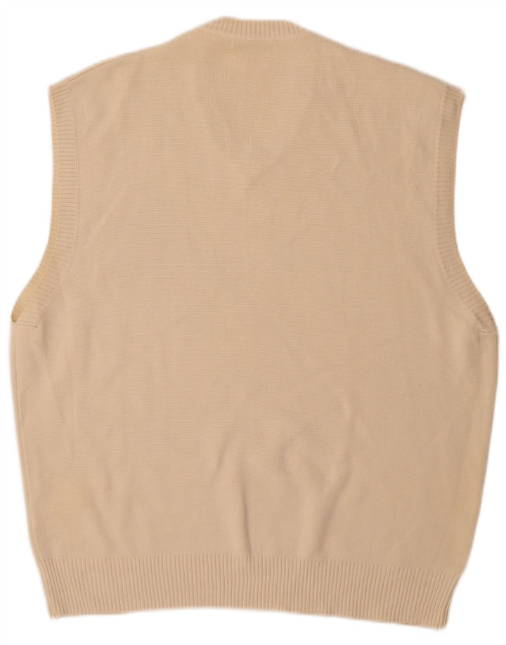 Zara Mens Vest Tank Top Large Beige Cotton