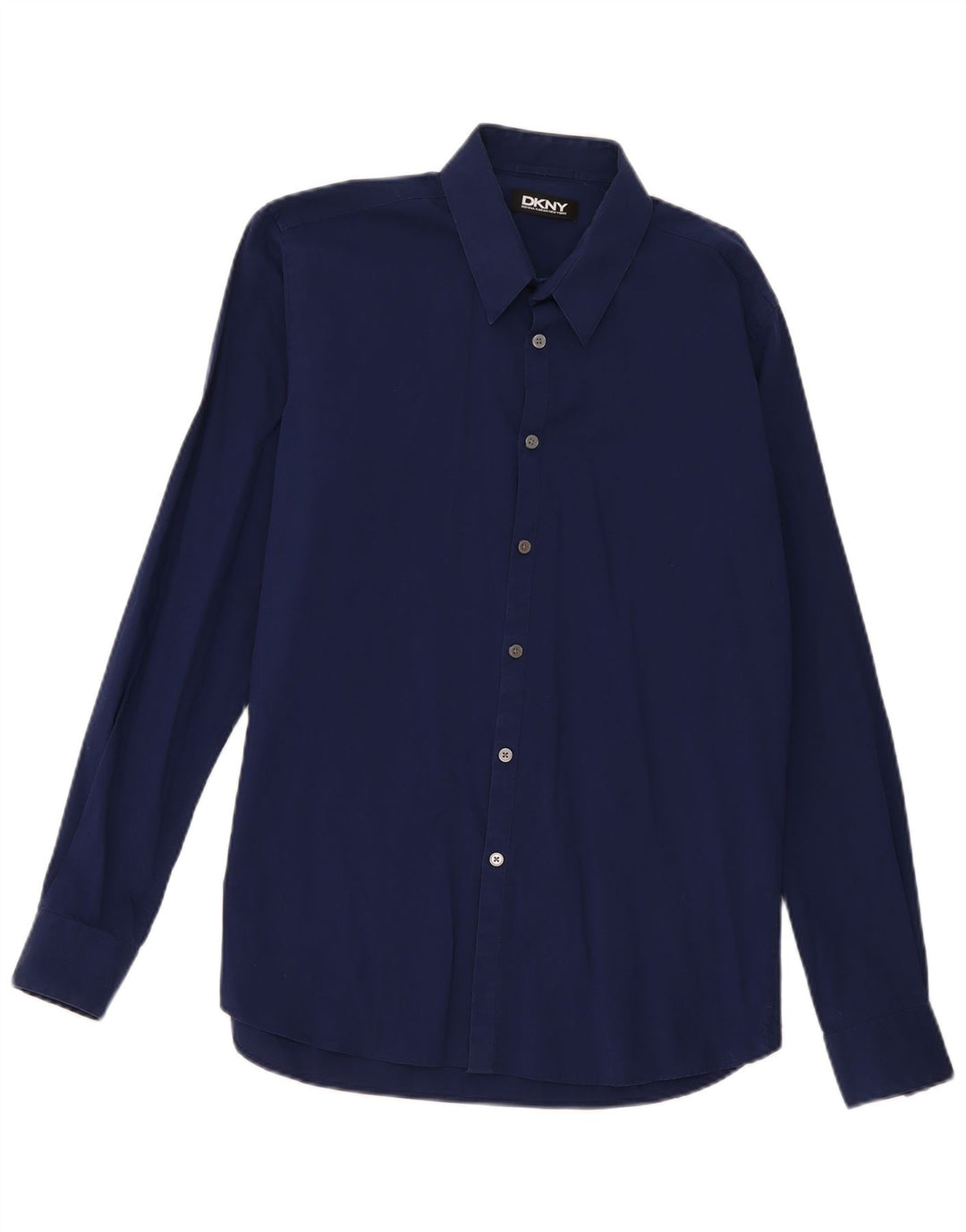 Dkny Mens Shirt Size 16 Large Navy Blue Cotton