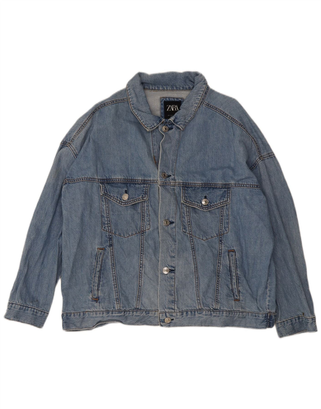 Zara Veste en jean pour homme UK 40 Large Bleu Coton