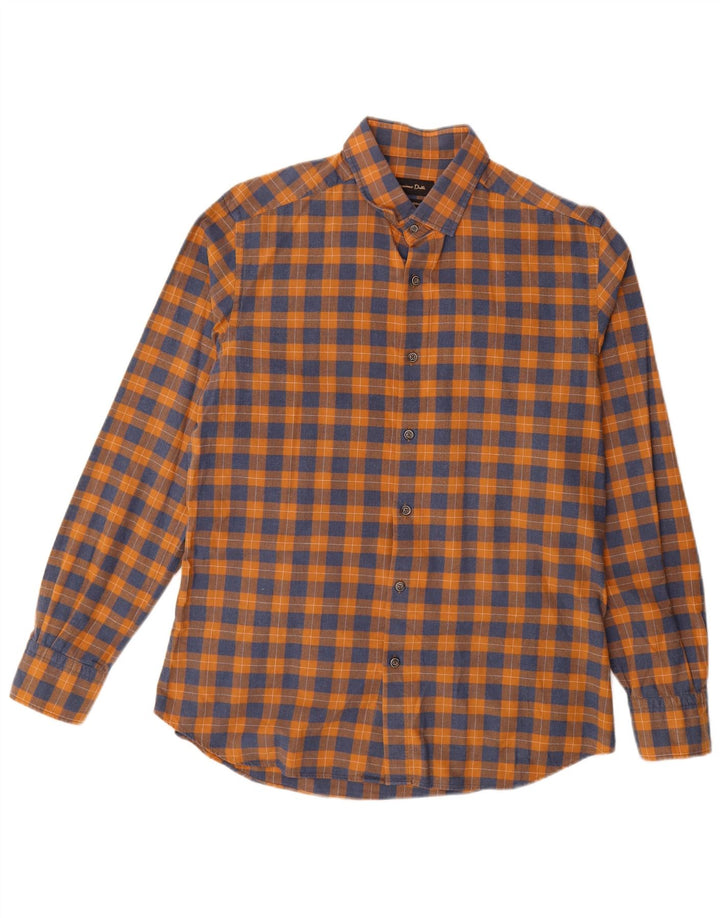 Camicia da uomo in flanella Massimo Dutti a quadri arancioni grandi