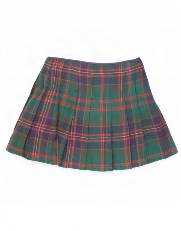 Ralph Lauren Girls Wrap Pleated Skirt 7-8 Years W24 Green Plaid