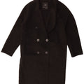 Zara Womens Oversized Double Breasted Coat UK 10 Small Black Wool