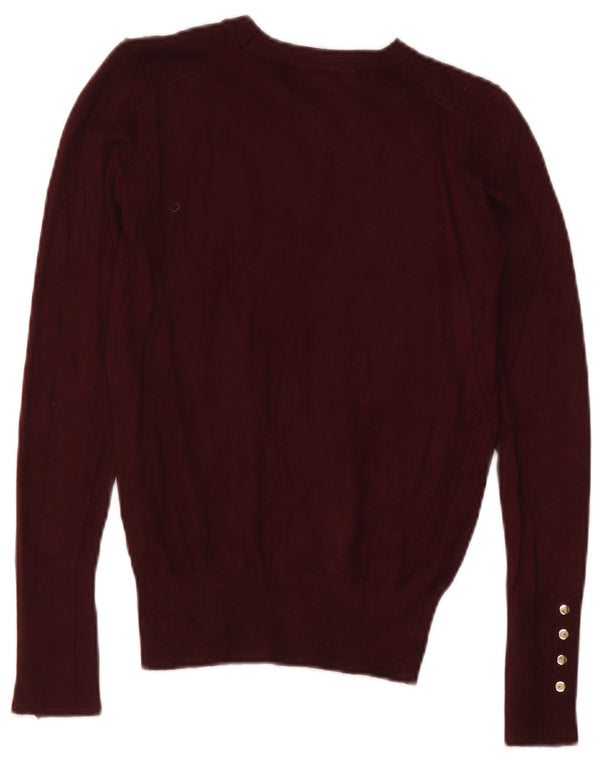 Zara Womens Boat Neck Jumper Sweater UK 8 Small Burgundy Viscose