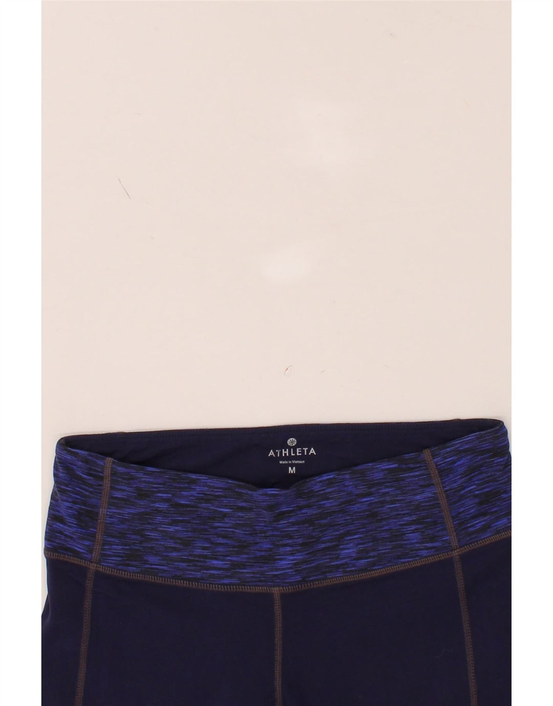 ATHLETA Womens Capri Leggings UK 12 Medium  Navy Blue Colourblock Nylon Vintage Athleta and Second-Hand Athleta from Messina Hembry 