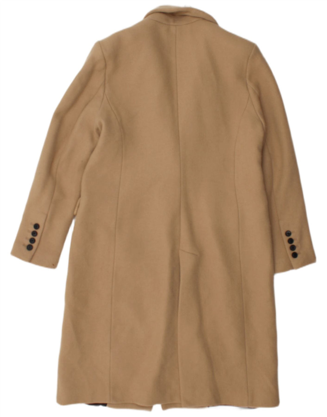 Zara Womens Double Breasted Coat UK 14 Medium Beige Polyester