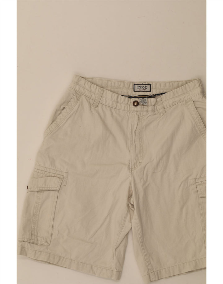 IZOD Mens Cargo Shorts W32 Medium Off White Cotton Vintage Izod and Second-Hand Izod from Messina Hembry 