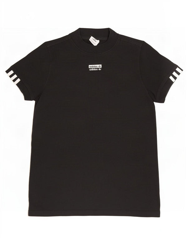 Adidas Damen Grafik T-Shirt Top UK 10 Small Schwarz Baumwolle