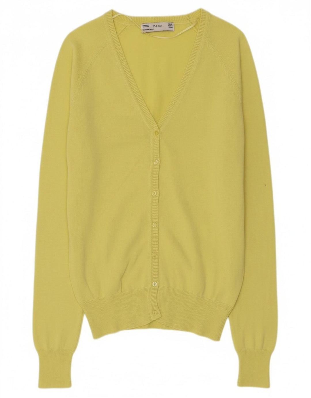 Zara Womens Cardigan Sweater UK 12 Medium Yellow Cotton