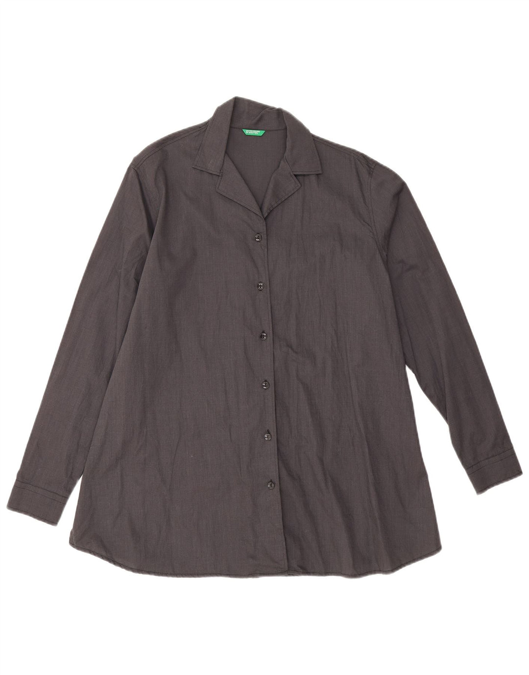 Benetton Γυναικείο πουκάμισο Oversized UK 10 Small Grey Cotton