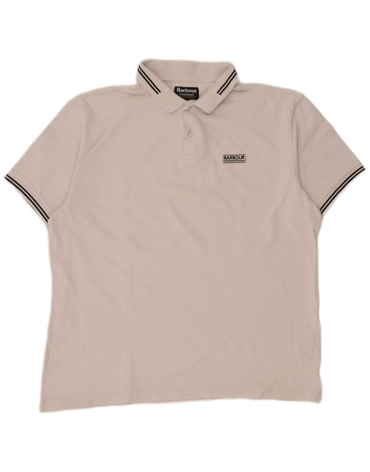 BARBOUR Polo Homme 2XL Blanc Rayé Coton
