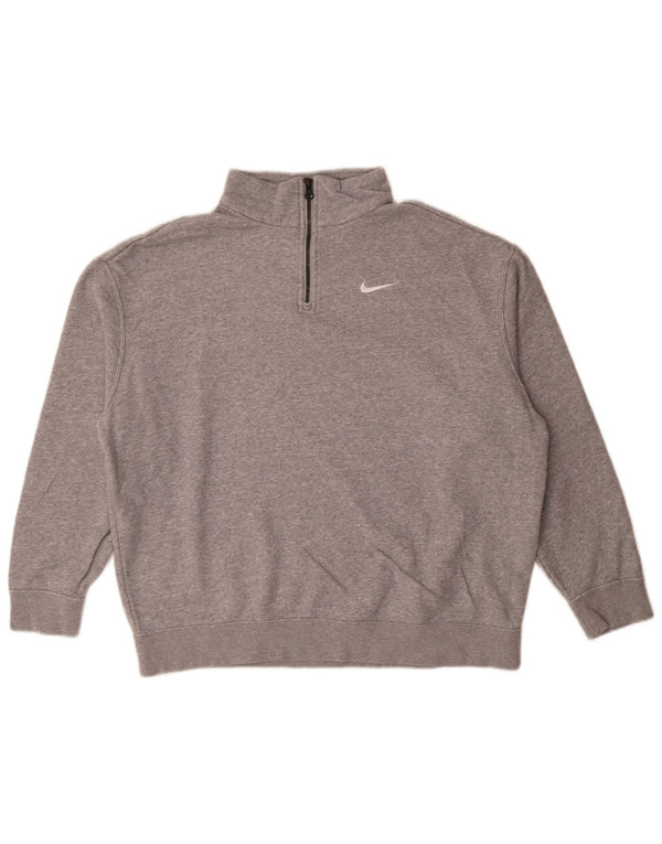 Hanorac pentru bărbați Nike, loose fit, cu fermoar și gât, XS, bumbac cu pete gri