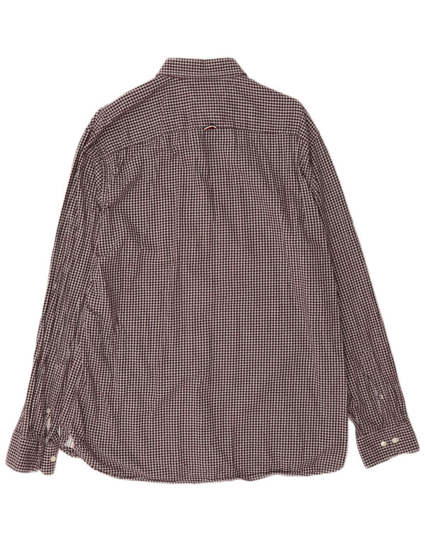 Tommy Hilfiger Mens Flannel Shirt XL Burgundy Gingham Cotton