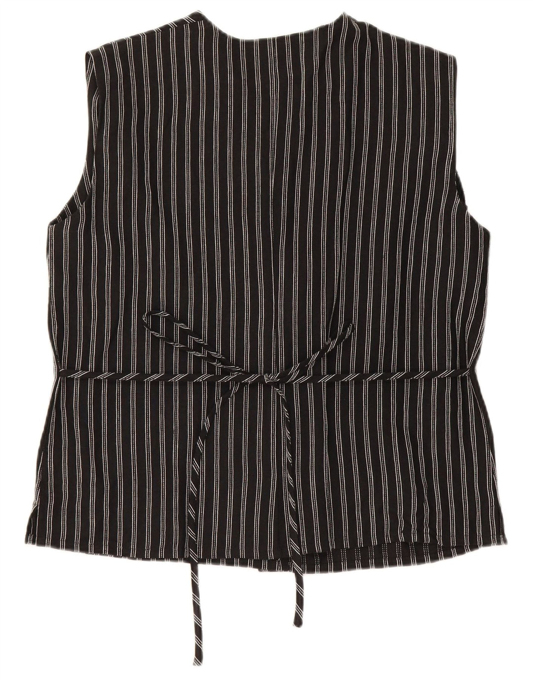 Misstwidd Womens Sleeveless Blouse Top IT 46 Large Black Striped Linen