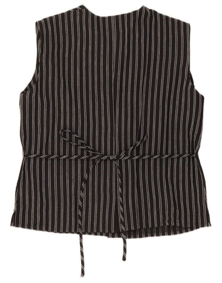 Misstwidd Womens Sleeveless Blouse Top IT 46 Large Black Striped Linen