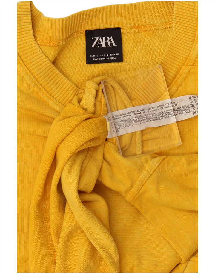 Zara Womens Oversized Sweatshirt Jumper UK 10 Small Yellow Cotton