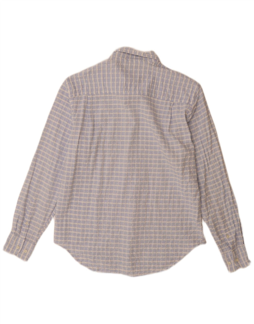 Trussardi Mens Shirt Size 41 16 Large Blue Check Cotton