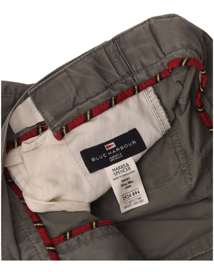 Marks & Spencer Mens Blue Harbour Chino Shorts W36 Large Grey Cotton