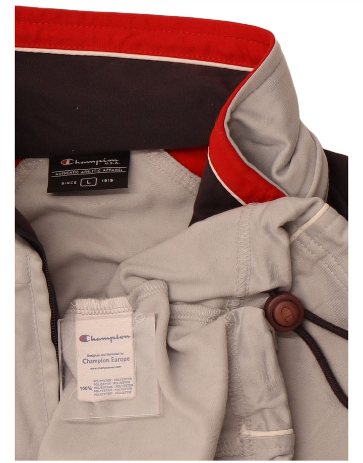 Champion Herren-Trainingsanzug-Top-Jacke, großes graues Colourblock-Polyester