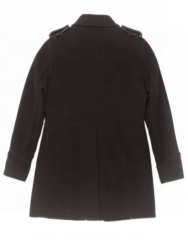 Superdry Abrigo militar de doble botonadura para mujer UK 40 Small Lana negra