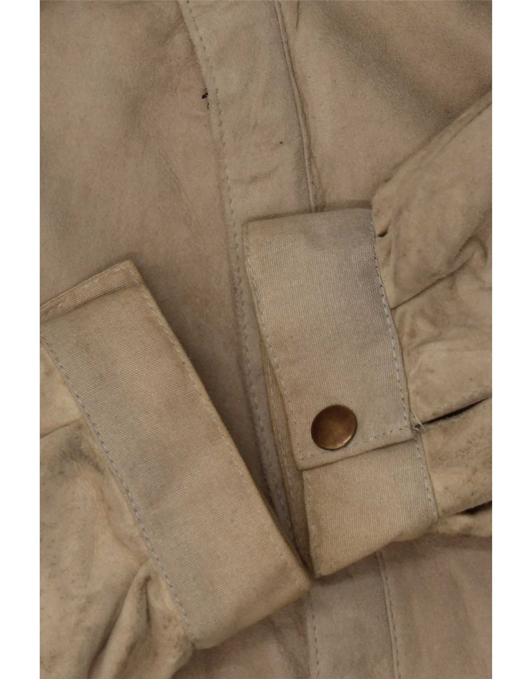 Vintage Mens Suede Racer Jacket IT 50 Large Beige Colourblock Leather