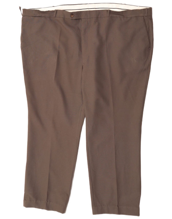 Farah Mens Straight Suit Trousers W56 L29 Brown Cotton