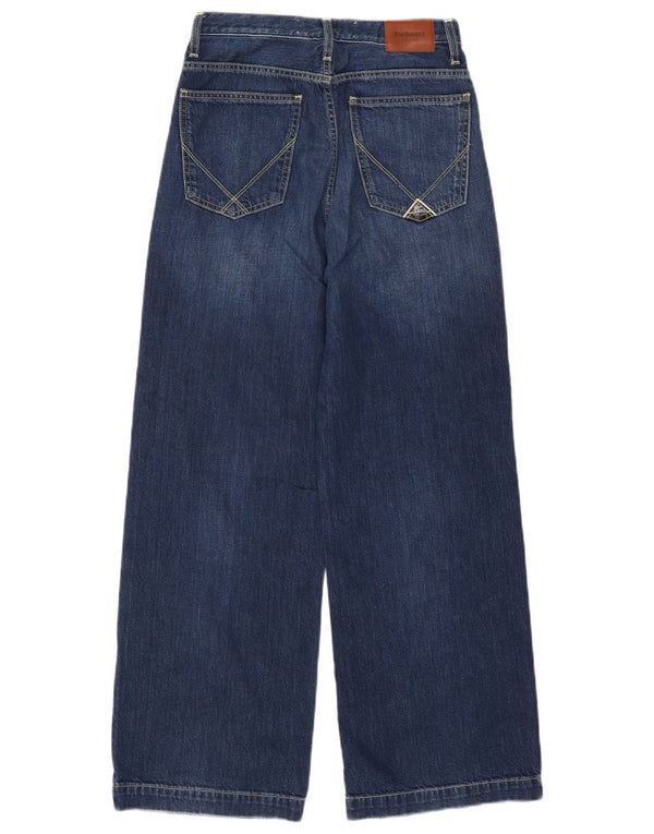 Roy Rogers kvinders højtaljede brede ben jeans W25 L28 blå bomuld