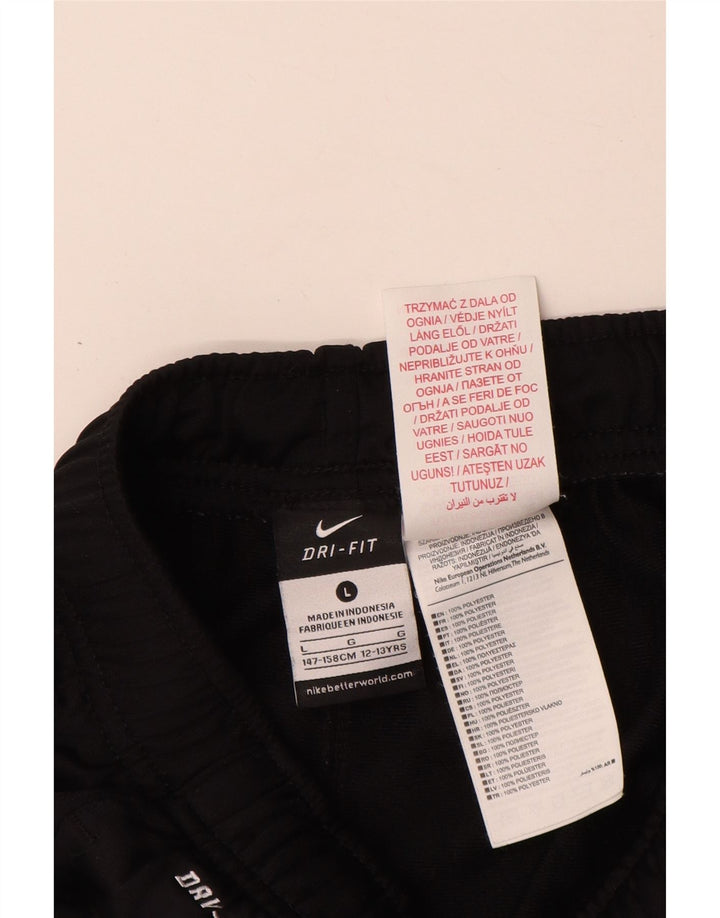 NIKE Boys Dri Fit Tracksuit Trousers 12-13 Years Large Black Polyester