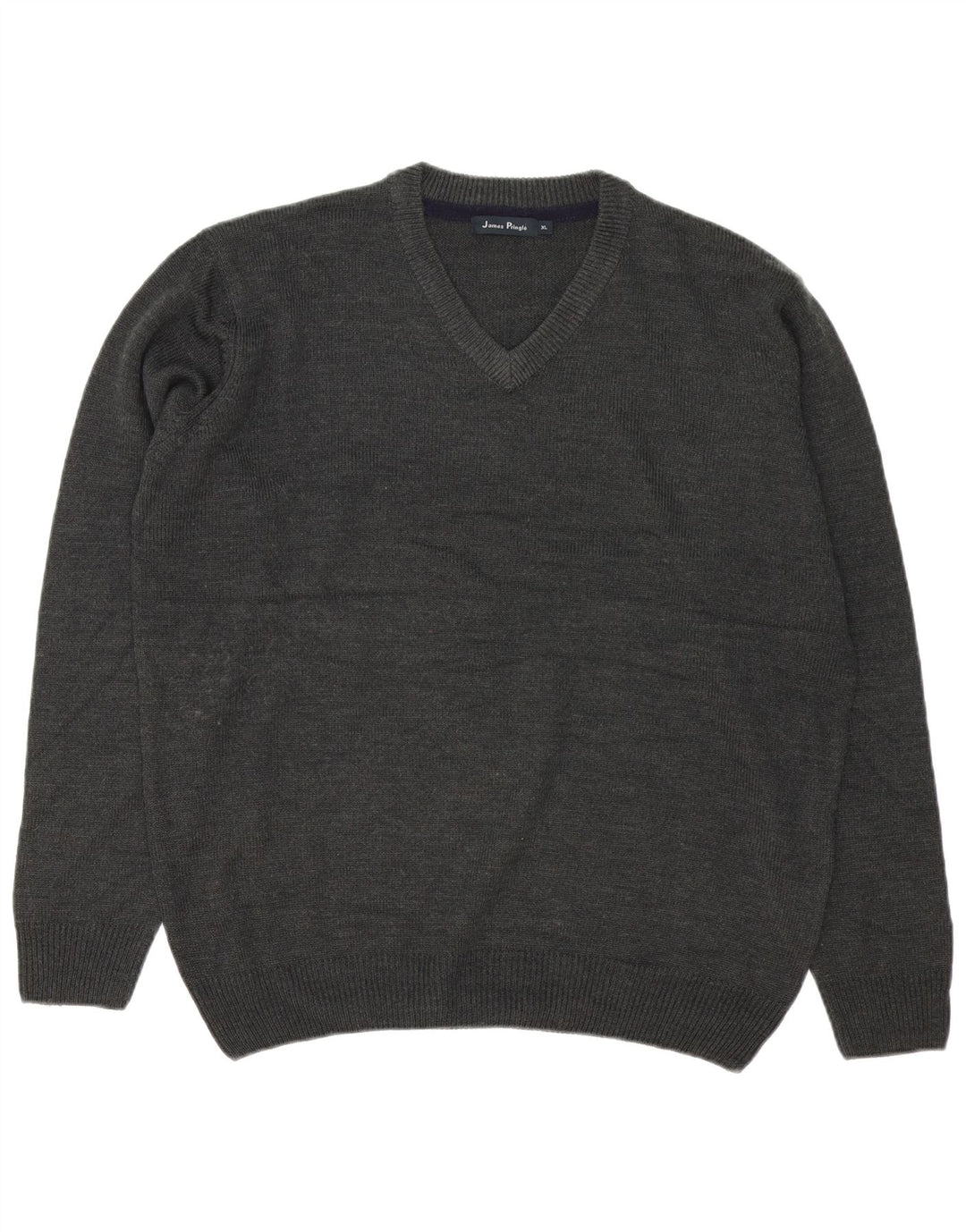 James Pringle Mens V-Neck Jumper Sweater XL Grey Acrylic