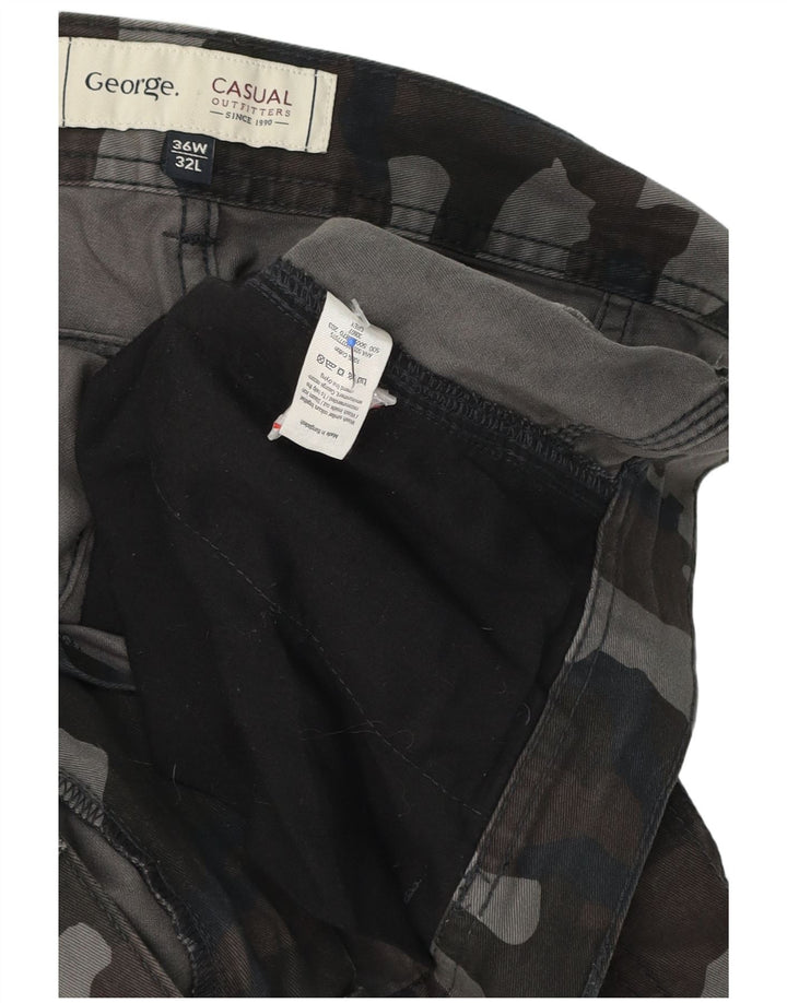 George Mens Cargo Trousers W36 L32 Multicoloured Camouflage Cotton