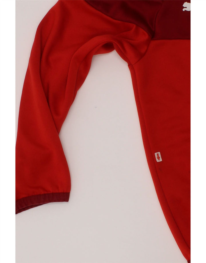 Puma Boys Zip Neck Pullover Tracksuit Top 7-8 Years Red Colourblock