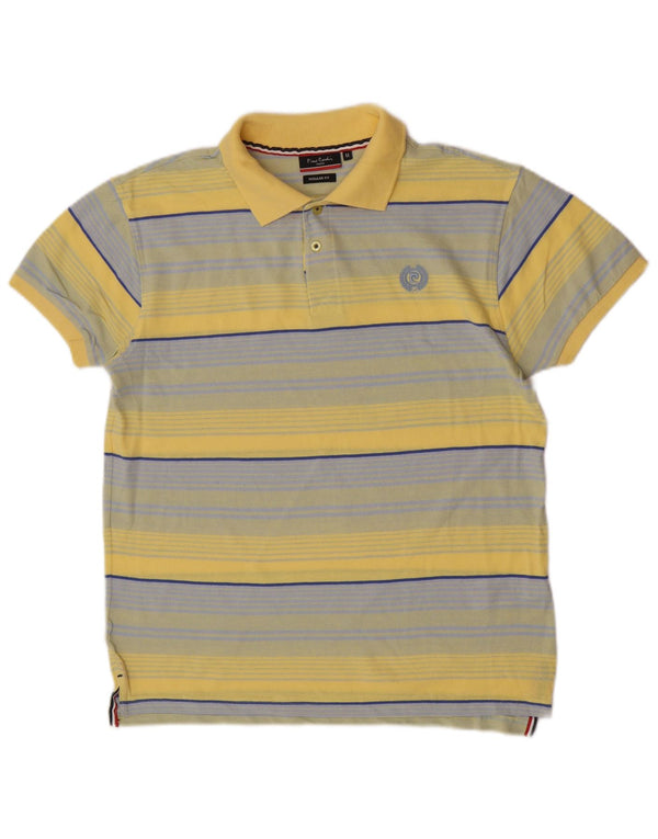 Pierre Cardin Mens Short Sleeve Polo Shirt Medium Yellow Striped Classic