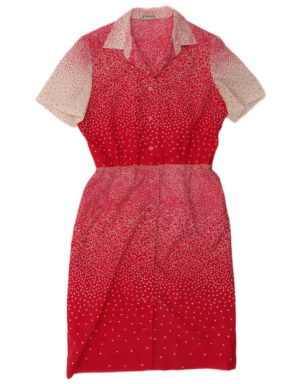 J.Tiktiner Damen-Hemdkleid mit kurzen Ärmeln, UK 14, Mittelrot gepunktet